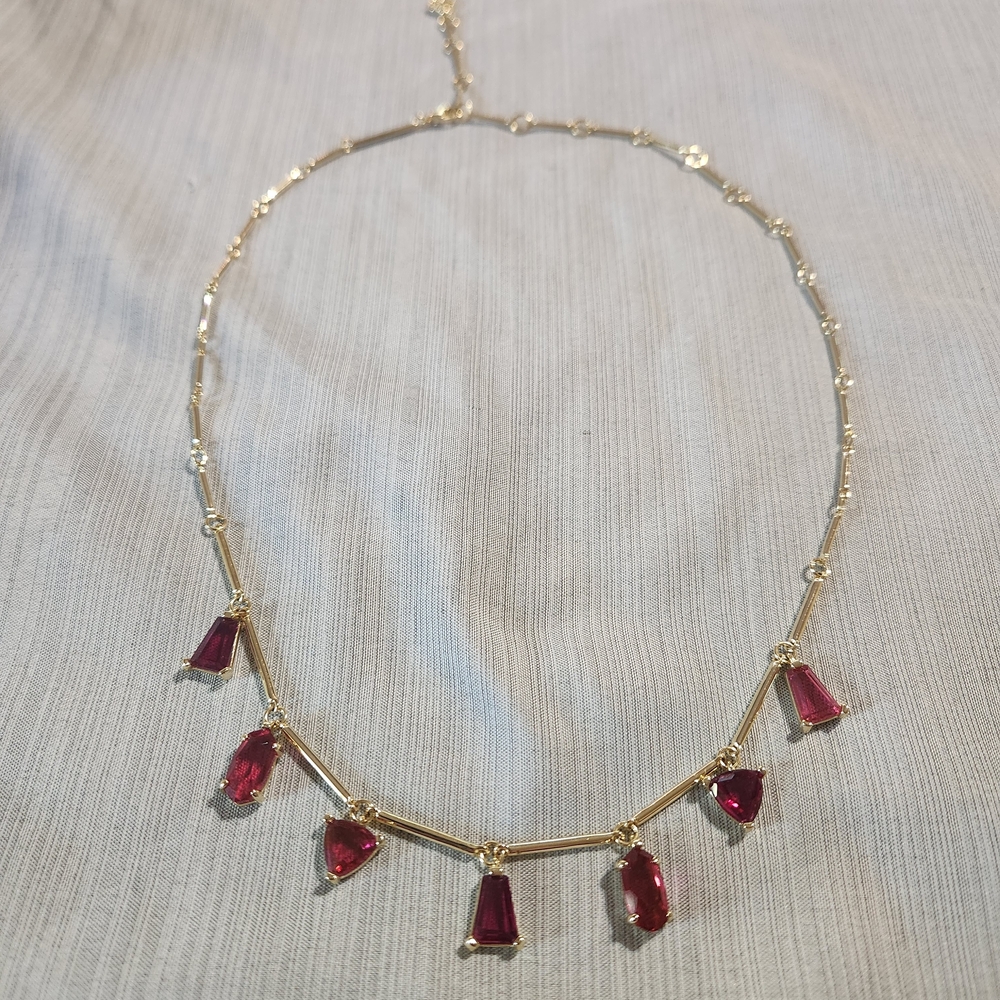 NEW W/TAGS-Kendra Scott Gold Blair Jewel Strand Necklace in Gold Ruby Mix